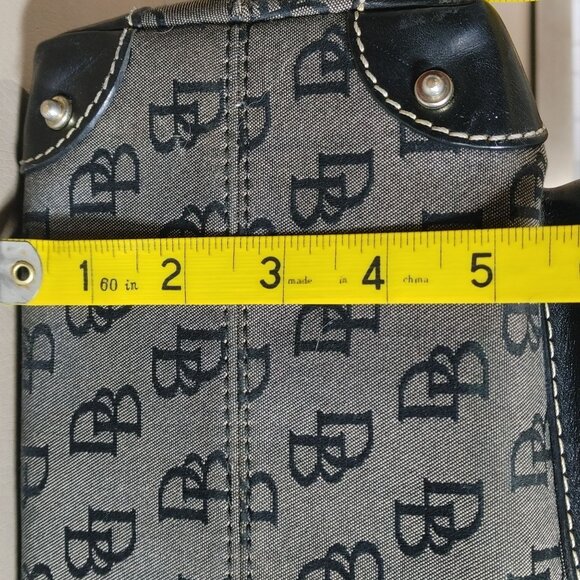 Dooney Bourke Dual Pockets Satchel Handbag Vintage Monogram Canvas Leather Trim - Picture 6 of 14